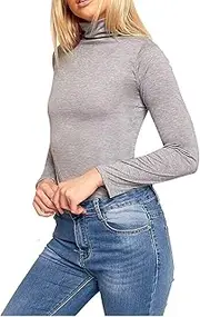 [Crazy Fashion] Womens Long Sleeve Polo Turtle High Neck Plain Stretchy Plus Size T Shirts Casual Tops for Ladies Jumper UK 8-26