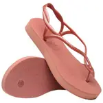 HAVAIANAS 哈瓦仕  LUNA LUNA FLATFORM 素面交叉細帶2.5公分小厚底涼鞋 .粉色