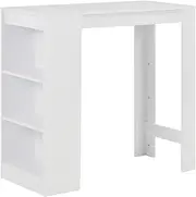 vidaXL Chic Modern Bar Table with Shelf - Compact Space-Saving Design - Durable, Sturdy Engineered Wood - Attractive White Dining Table