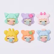 25pcs Flatback Resin Girl Blowing a Bubble Gum Cabochons 20mm Craft Decors