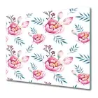 Glass Chopping Board Worktop Saver Watercolour flowers Colourful Pastel Colours