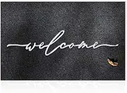 AAZZKANG Welcome Mat with Durable Non Slip Rubber Backing Black Door Mat Outdoor Ultra Absorb Mud Easy Clean Indoor Doormat Entrance Rug Black