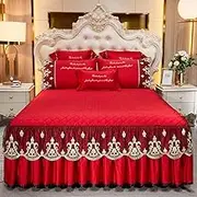 FSNEODYV Bedspread Set, Ruffled Bedspread Sheet, Ruffle Skirt Bedspread, Bed Skirt King Size Wrap Around, Full Size Sheet Set with Bed Skirt(H,180x220cm/70.8x87in)