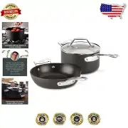 Durable Hard Anodized Nonstick Cookware Set - 8.5-Inch Fry Pan & Lid Included