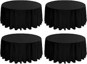 4 Pack Black Round Tablecloth 90 Inch - Circle Polyester Table Cloth for Round Table, Stain and Wrinkle Resistant Washable Fabric Table Cover for Wedding Party Banquet Restaurant Reception Dining