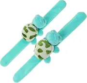 BESPORTBLE 2Pcs Plush Turtle Snap Bracelet Soft Animal Theme Slap Wristband Party Favor for Birthdays Comfortable Wear Fun Decorative Bracelets