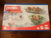 Pyrex 5 Piece Bakeware Set Brand New Sealed In Box 2001