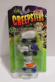 CREEPSTERS 3 Pk Bone Head, Goober Gear, Hyde n Seek Playing Mantis 2004 GITD HTF