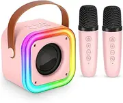 Mini Karaoke Machine for Kids, Girl Toys Gifts, Kids Karaoke Wireless Microphone for 4,5,6,7,8,9,10,11,12 Years Old Boys and Girls Christmas Party Gifts Toys (Pink)