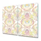 Glass Induction Ceramic Hob Cover Colourful Indian Watercolour Abstract 2x30x52