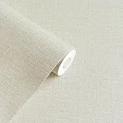 Yancorp Textured Fabric Wallpaper - 15.7"x787" Peel & Stick Faux Grasscloth Cream