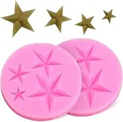 HengKe Star Silicone Mold,2pcs 3D Stars Shape Silicone Mold for DIY Jelly Shots Gum Paste Fondant, Pudding Soap, Handmade Ice Cream,Chocolate, Crystal Ice Cube,Cupcake Cake Topper Decoration
