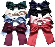 Set of 8 Big Satin Solid Ribbon French Barrette Large Big Huge Soft Silky Hair Bow Clip Bow Hair Clips Women Barrettes