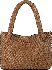 [NOBLIFE] Updated Tote bag for women, Woven Vegan Leather Shoulder bags Retro Chic Hand-made with Small Handmade Purse for Summer Beach
