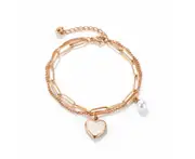 Fashion Gold Plated Heart Charm Bracelet-Rose Gold