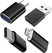 USB to USB C Adapter,USB C to USB Adaptor,Micro USB to USB C Female Adapter, Type C Male to Micro Female, Charger 4P,Thunderbolt 4 OTG Converter for MacBook,iWatch,iPhone 12 13 14 15 Pro Max (Combo)