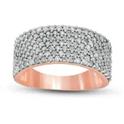 1.0 CT. T.W. Natural Diamond Multi-Row Band in Solid 10K Rose Gold