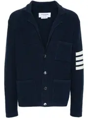 [Thom Browne] notched-lapels drop-shoulder cardigan 2 Blue