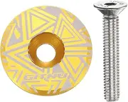 uxcell 1-1/4 Headset Stem Top Cap Aluminum Alloy Bicycle Stem Top Cap Cover with Bolt for MTB Road Mountain Bike, Gold Tone