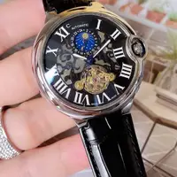 在飛比找蝦皮購物優惠-黃金手錶高級經典可控矽豪華藍色氣球手錶CCR皮革瑞士機械錶