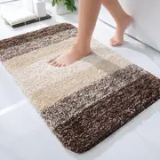 Luxury Bathroom Rug Mat, Extra Soft and Absorbent Microfiber Bath Rugs, Non-Slip Plush Shaggy Bath Carpet,Brown