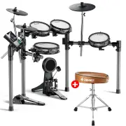 Donner Beat Electronic Drum Set 5 Drums 3 Cymbals Electric Drum - Drum + Brown Throne