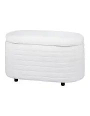 [Artiss] Boucle Fabric Oval Storage Ottoman 87cm in White