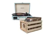 Crosley Cruiser Bluetooth Portable Turntable - Turquoise + Bundled Crosley Record Storage Crate
