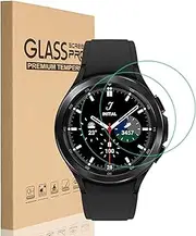 [2 Pack] for Samsung Galaxy Watch 4 Classic 46mm Screen Protector, HD Clear Bubble Free Anti-scratch 9H Hardness Tempered Glass