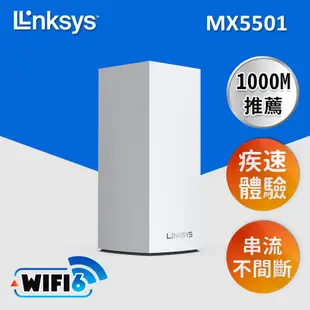 【LINKSYS】Velop雙頻 MX5501 Mesh Wifi 6網狀路由器(AX5400)1入 (7.1折)