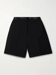 [KHAITE] KHAITE - Micha Satin-trimmed Crepe Shorts - Black - US12 US 12 Black