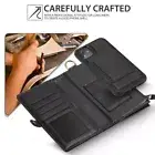 Black Faux Leather Zipper Wallet MULTI-Card Case Cover For iPhone 12 Pro Max/13