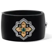 NWTag Brighton MONARCH JOY Black Two Tone Hinged Bangle Bracelet Wide MSRP $148
