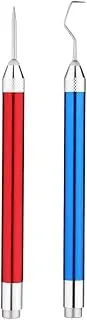 Roarrter 2 PCS LED Weeding Tools for Vinyl Red & Blue Aluminum+Stainless Steel with 2 Different Hooks Lighted Weeding Tool Craft Vinyl Tool