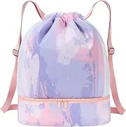 Swim Equipment Bag | Pool Drawstring Backpack - Lightweight Waterproof Drawstring Bag for Hiking, Swimming, Pool, Beach, Gym