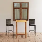 Patio Furniture Sets 3 Piece Garden Bar Set with Cushions Grey