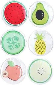6Pcs Fruit Shape Ice Eye Pads Cooling Gel Eye Patches for Eye Fatigue Relief Hot Cold Therapy Adorable Designs Including Watermelon Lemon Avocado Pineapple