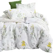 Botanical White Microfiber Doona Cover Bedding Set