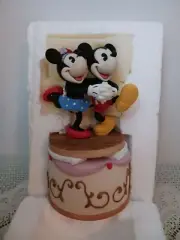 Vtg Enesco Disney MICKEY & MINNIE Mouse Figurine Music Box Dancer 1972 NOS