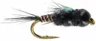 Fly Fishing Flies (Bass, Bream, Trout, Salmon) Two Bit Hooker Black Fly (x 6)