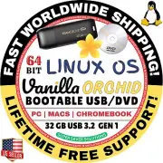 VANILLA LINUX OS KINETIC 1, ORCHID 2, 64-BIT USB/DVD, BOOT FULL for MACs & PCs