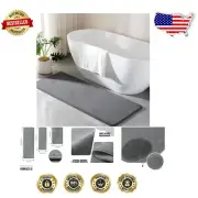 24" x 60" Microfiber Non-Slip Bath Mat - Elegant Grey Design for All Bathrooms