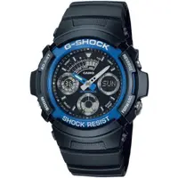 在飛比找ETMall東森購物網優惠-CASIO G-SHOCK 三眼指針雙顯運動腕手錶/藍X黑/