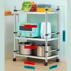 Stainless Steel Kitchen Island Cart Microwave Kitchen Storage Shelf Organizer