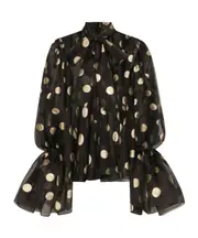 Dolce Gabbana Polka-Dot Printed Blouse IT40,IT38 Black