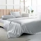 Satin Bed Sheets Full Size Sheet Sets, Silver Grey Silk Sheets, 4 - Pieces So...
