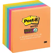 Post-It Super Sticky Notes 76x76mm Rio De Janeiro Colours Square Pack 5 Pads Assorted Colours