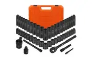 50Pcs Deep Impact Socket Set Metric SAE Ratchet Wrench 3/8" Drive Extension Bar