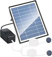 6W Solar Air Pump for Fish Pond, 12.68 GPH, 10 ft Cable, 8.2 ft Hose, 2 Bubble Stones, 11” x 7.1 “ Solar Panel, Solar Powered Oxygenator Aerator for Outdoor koi Pond, Backyard Hydroponic, Decoration