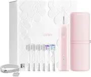 Laifen Wave Electric Toothbrush Set, Oscillation & Vibration Sonic Electric Toothbrush for Adults with App, 6 Brush Heads, Travel Case Included (Pink ABS)